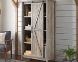 COUNTRY FARMHOUSE TALL STORAGE CABINET SLIDING BARN DOOR BUFFET, RUSTIC ... - $341.61