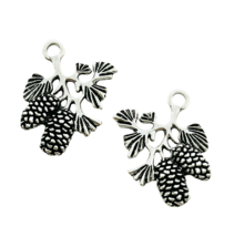 4 Tibetan Antiqued Silver 32mm Tree Branch With 3D Pinecone Bead Drop Pendants - £4.00 GBP