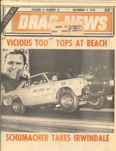 Drag News 11/9/1968-Vicious Too Tops at Beach cover-1968 Drag News-Vol.14 #21-VF - £39.35 GBP