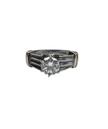 Unisex Solitaire ring .925 Silver and Gold 461111 - $59.00