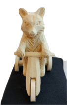 Vintage Wooden Hand Made Bear On A Bicycle Carved Toy - £15.07 GBP