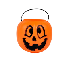 Pumpkin Pail Orange Blow Mold General Foam Plastics Jack O Lantern Bucket - £10.04 GBP