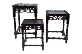 Dark Brown Wooden Square Carved Platform Stand 6&quot; to 8&quot; - £43.52 GBP+