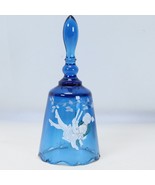 Fenton Cobalt Blue Bell Girl On Swing Hand Painted Signed D Cutshau w/St... - $25.47