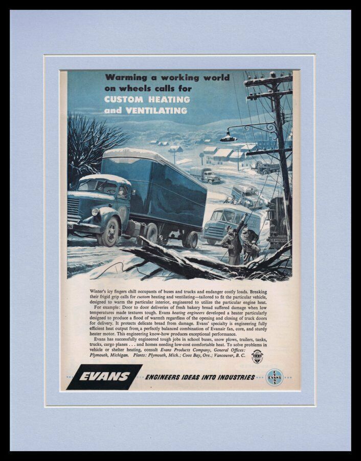 1951 Evans Products Michigan Framed 11x14 ORIGINAL Vintage Advertisement - £38.83 GBP