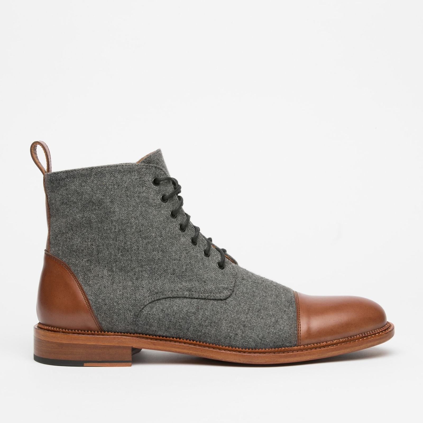 Men's High Ankle Boots Brown Gray Suede Leather Cap Toe Laceup Premium Quality