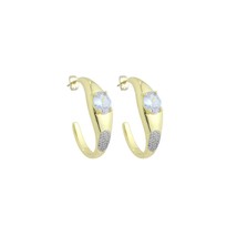 Large oval diamond hoop Earrings with , Sku#LX837 - £6.30 GBP