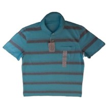 St. Johns Bay Mens Activewear Polo Shirt Blue Gray Stripe Short Sleeve S New - £9.32 GBP