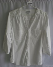 Harve Bernard White 3/4 Sleeve Blouse Sz Lg Cottonn Spandex #8764 - £5.40 GBP