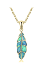 Turquoise Feather Necklace: Sterling Silver, 24K Gold, Rose Gold - £102.80 GBP