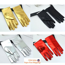 Women&#39;s Short Metallic Shinning Gloves Cosplay Halloween Dance Finger Gl... - £6.37 GBP