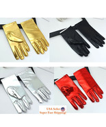 Women&#39;s Short Metallic Shinning Gloves Cosplay Halloween Dance Finger Gl... - £6.27 GBP