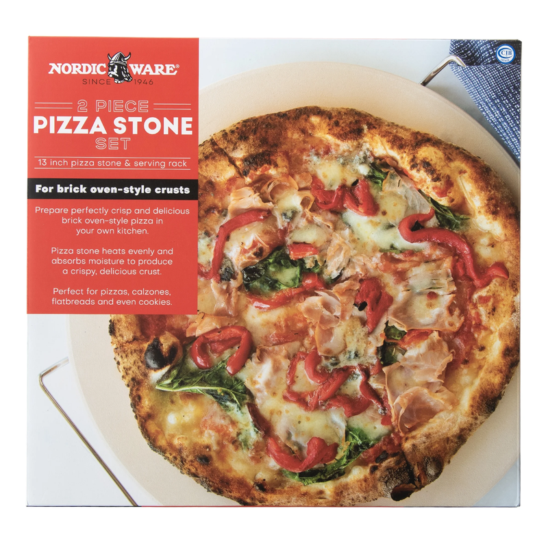2-Piece Pizza Bakeware Set with 13" Ceramic Pizza Stone and Steel Wire Holder Item image 4