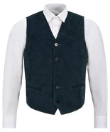 New Men Vest Coat Navy Blue Suede Waistcoat Handmade Leather Genuine Lam... - $138.75+