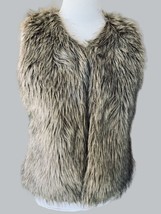 RUE 21 LADIES SLEEVELESS STYLISH BROWN HOOK CLAW CLOSE LINED FAUX FUR VE... - $47.24
