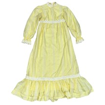 Vintage Gunne-Sax Style Yellow Long Floral Lace Prairie Dress Hand Made - £38.28 GBP