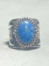 Pollack ring blue stone cigar band sterling silver women size 6.75 - £61.01 GBP