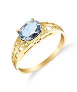 Galaxy Gold GG, 14K Solid Yellow Gold, Natural Aquamarine Ring for Women... - $891.58