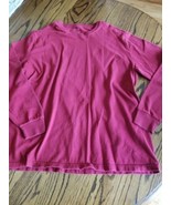 Vintage 90s Jerzees Long Sleeve 100% Cotton Burgundy Red Blank T-Shirt M... - £9.48 GBP