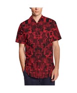 Red Pixelate Geometry Men&#39;s Short Sleeve Shirt With Lapel Collar - £34.65 GBP