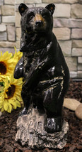 Rustic Western Woodlands Forest Black Bear Standing On Rock Figurine Decor - £33.64 GBP