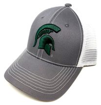 Grey Ghost Michigan State Spartans Mascot Logo Curved Bill Mesh Trucker Snapback - £22.67 GBP