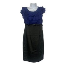 AB Studio Women&#39;s Bodycon Ruffle Top Sleeveless Reflection Dress w/ Belt Size 4 - £26.06 GBP