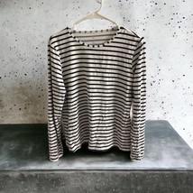 Lands End Stretch Long Sleeve Top Size 10-12 M  White Navy Striped Nylon... - €16,91 EUR
