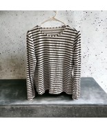 Lands End Stretch Long Sleeve Top Size 10-12 M  White Navy Striped Nylon... - €16,94 EUR