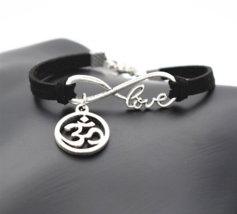 Om Sacred Symbol Leather Love Bracelet (3 color choices) - £8.82 GBP
