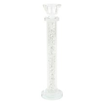 Hestia Round Glass Candle Stick with Crystals in Stem - Medium - £18.13 GBP