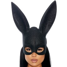 Glitter Bunny Mask Tall Ears Elastic Strap Rabbit Costume Black Edgy 996451 - £12.57 GBP