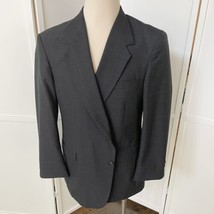 Towncraft Men Gray Blue Blazer Sport Coat Suit Jacket 44R Wool Blend Windowpane - £21.23 GBP
