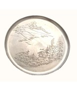 Vintage Aluminum Tray Japanese Blue Willow Scene Unmarked Circa 1960s Asian - £19.42 GBP