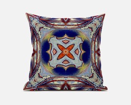 18 Red Blue Geo Tribal Suede Throw Pillow - £43.21 GBP