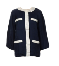 NWT J.Crew Collection Pleated Button-front Blouse in Navy Silk Twill Top S - £55.99 GBP