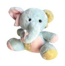 Vintage 1983 Commonwealth Toy + Novelty Rainbow Elephant Stuffed Animal Plush - $75.05