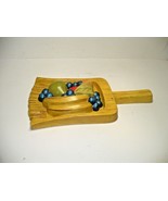 Vintage 1960s Clay Pottery Decorative Fruit Pan Platter with Painted Fruit - $42.49