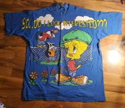 Tweety So Do I Look Interested? Shirt Single Stitch Looney Tunes 1997 Fr... - £42.82 GBP