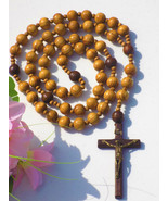 Holy Big Mix Beads Handmade Rosario Natural Wood Chain Jesus Cross XL la... - €34,10 EUR