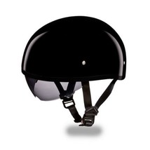 Daytona Skull CAP W/ INNER SHIELD HI GLOSS Black Bike Motorcycle DOT Helmet - £64.70 GBP