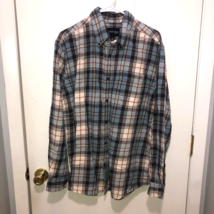 St Johns Bay Mens Large Plaid Flannel Long Sleeve Button Down Shirt - $7.91