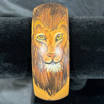 Lion Wooden Vintage Bangle Bracelet Signed B. Rolla Wood - $15.79