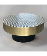 Brass round coffee table with Heritage inlay geometric pattern top and b... - $22,506.44 MXN+