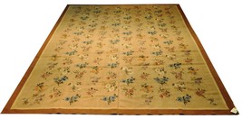All-Over Floral Fine Flat Weave Flat-weave Rug 10x14 Aubusson Handmade Rug - £2,723.52 GBP