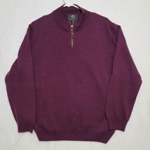 Viyella Men&#39;s Pullover Size 2XL Burgundy Merino Wool Long Sleeve Sweater 1/4 Zip - £37.10 GBP