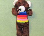 VINTAGE RAINBOW TEDDY 11&quot; BROWN BEAR PLUSH STUFFED ANIMAL with RIBBON TA... - $22.50