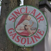 Vintage 1969 Sinclair Gasoline Motor Engine Fuel Porcelain Gas &amp; Oil Pump Sign - £100.77 GBP