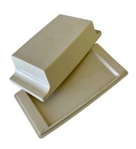 Vintage Tupperware Butter Dish w Lid Beige Holds 2 Sticks RV Travel Camp... - $8.91