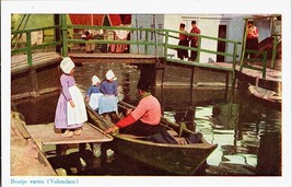 Vintage Dutch Postcard Bootje Varen Volendam Sailing a Boat Traditional Clothing - £4.71 GBP